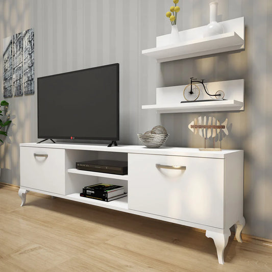 TV Table With Two Decorative Shelves - 35x160cm - FNR127