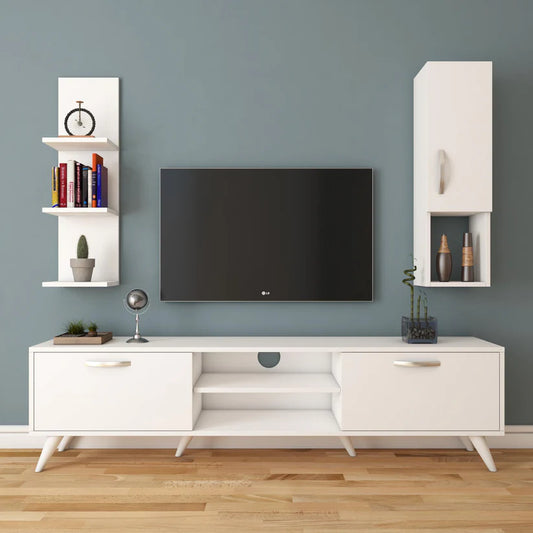 TV Table with Decorative Shelves - 35×160cm - FNR399