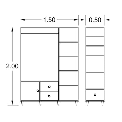 Wardrobe & Bookcase 150×50cm - FNR73