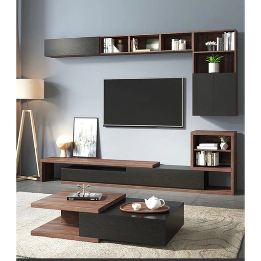 Coffee table with TV table and upper shelving unit - NAG37