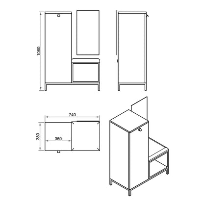 Shoe rack with seat 38x74cm - stco50